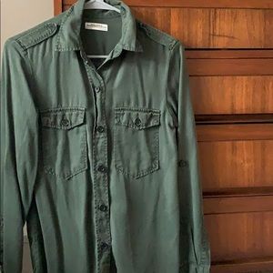 Zara Green Military Style Shirt